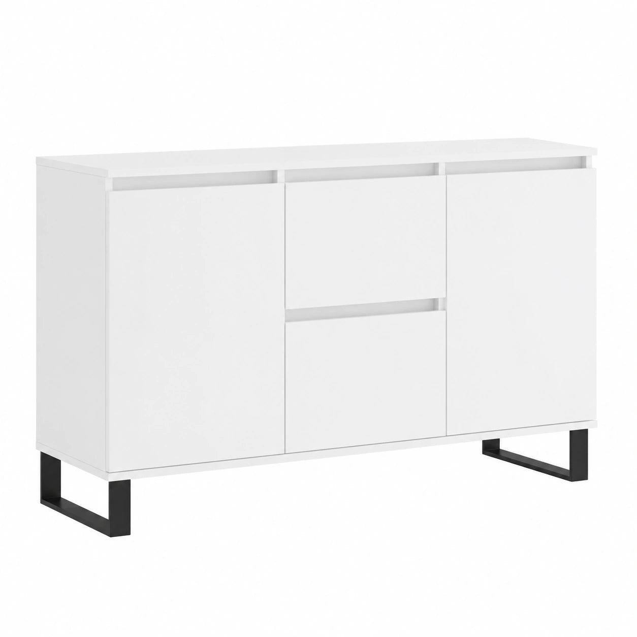Credenza Alta Bianca in Legno con Ante e Portaoggetti, 104x35x70 cm