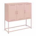Credenza Alta in Acciaio Rosa 101x39x107 cm con Ampio Spazio di Stoccaggio