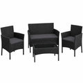 Set da Giardino in Rattan 4 Posti con Divano, Sedie e Tavolo, Resistente alle Intemperie