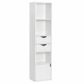 Scaffale a Colonna WOLTU, 3 Ripiani Aperti, 2 Cassetti, Armadietto con Ripiano Regolabile, Bianco, 30x24x158 cm