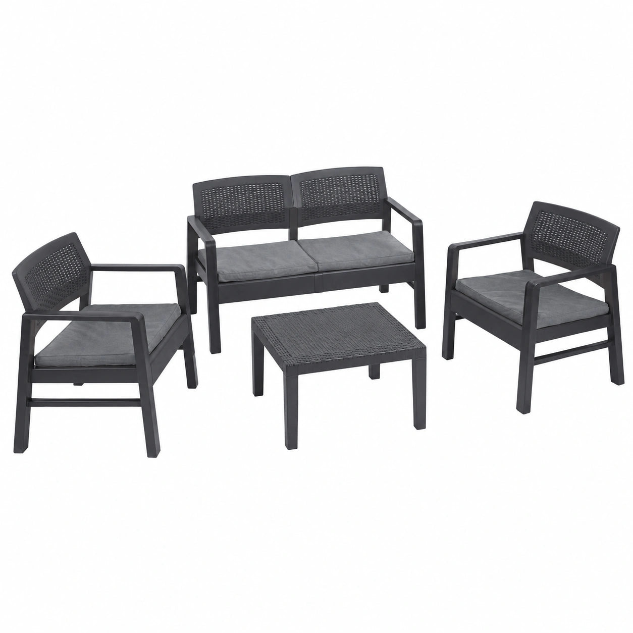 Set Salotto Kilimangiaro in Antracite con Divano, Poltrone e Tavolino