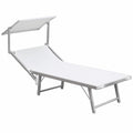 Lettino Prendisole in Textilene Bianco Ibiza, 183x61x38 cm