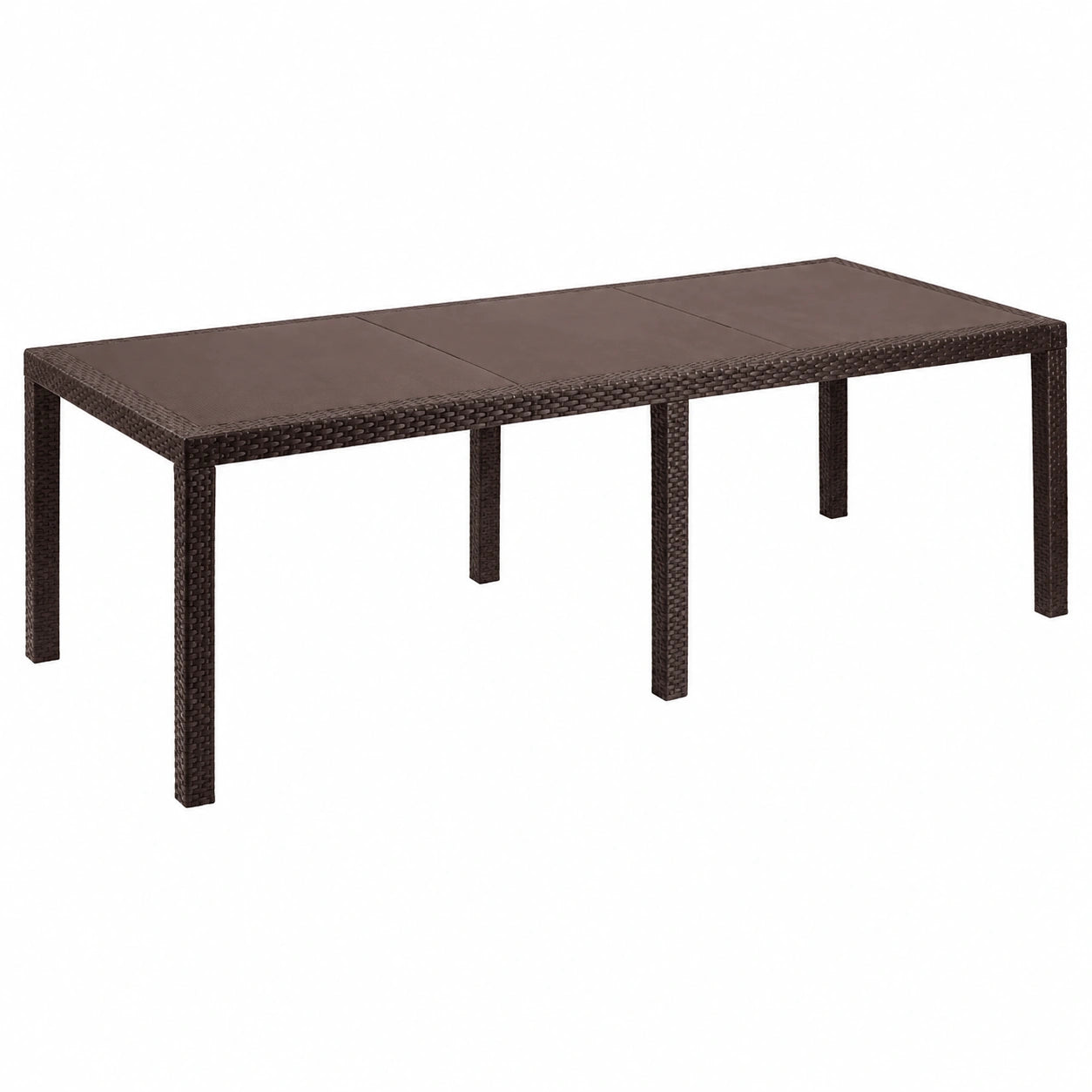 Tavolo estensibile Roma da giardino, effetto rattan, Made in Italy, 150-220x90x72 cm, Marrone