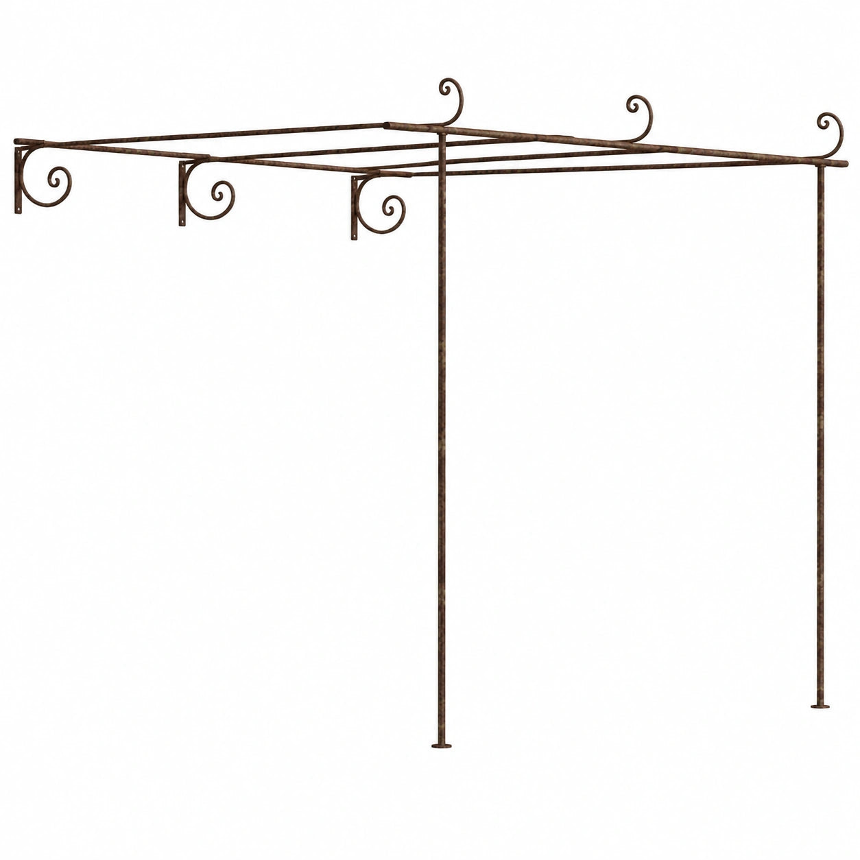 Gazebo in Ferro Antico Marrone da Giardino 3x3x2,5 m