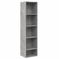 Scaffale Alto in Legno Multistrato Grigio Cemento 40x30x189 cm