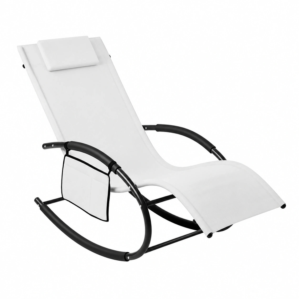 BAKAJI Poltrona Sdraio a Gravità Zero per Giardino con Rivestimento in Textilene e Poggiatesta, Ideale per Esterni ed Interni, Colore Bianco