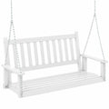 Dondolo a Sospensione per 3 Persone in Legno Bianco con Catene Regolabili e Resistenza in Acciaio, Ideale per Giardino