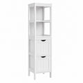 VASAGLE Armadietto Alto per Bagno con Cassetti e Ripiani, 30x30x141,5 cm, Bianco