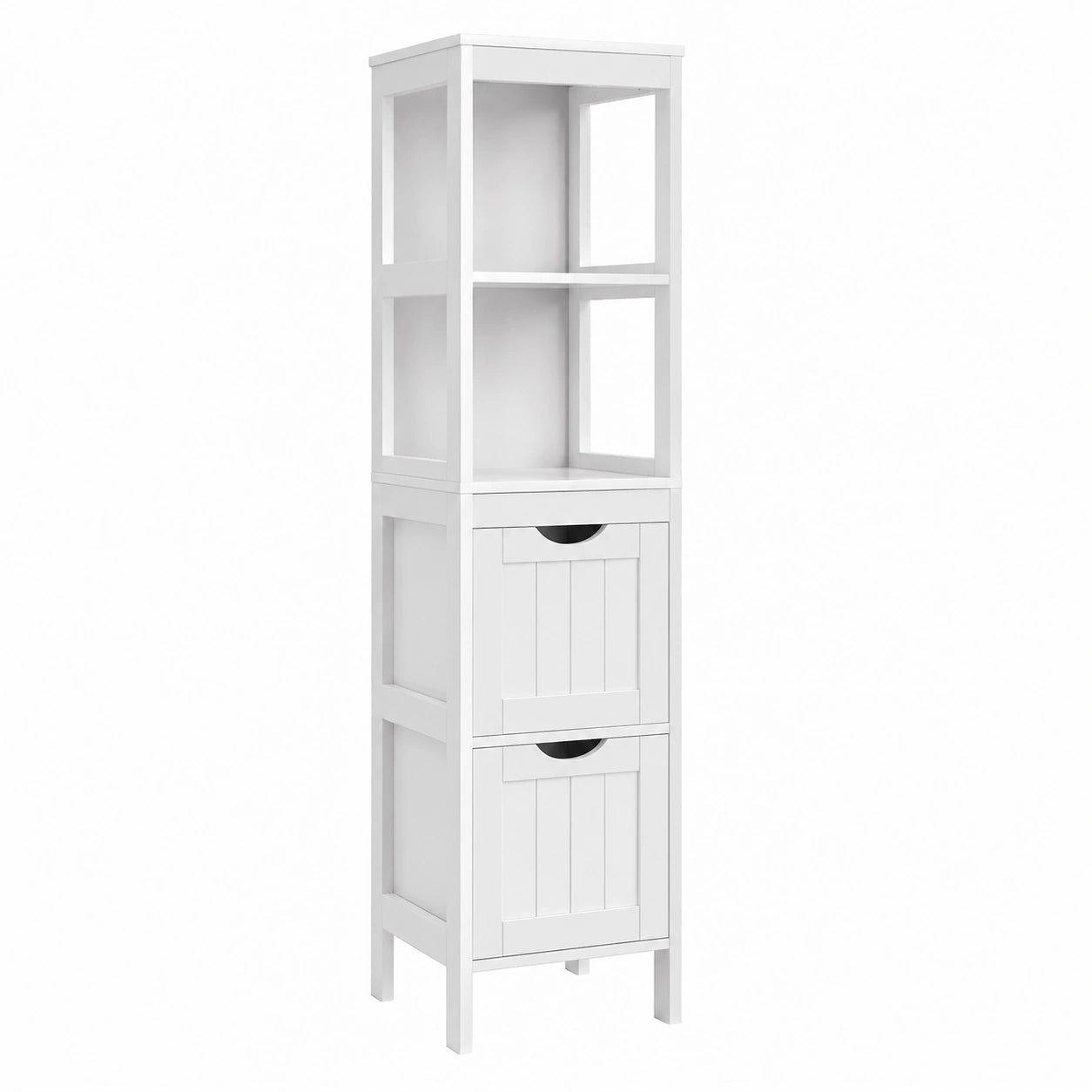 VASAGLE Armadietto Alto per Bagno con Cassetti e Ripiani, 30x30x141,5 cm, Bianco