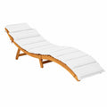 Sedia Sdraio Pieghevole in Legno con Cuscino per Esterno, 190x55x52 cm, Supporto 180 kg