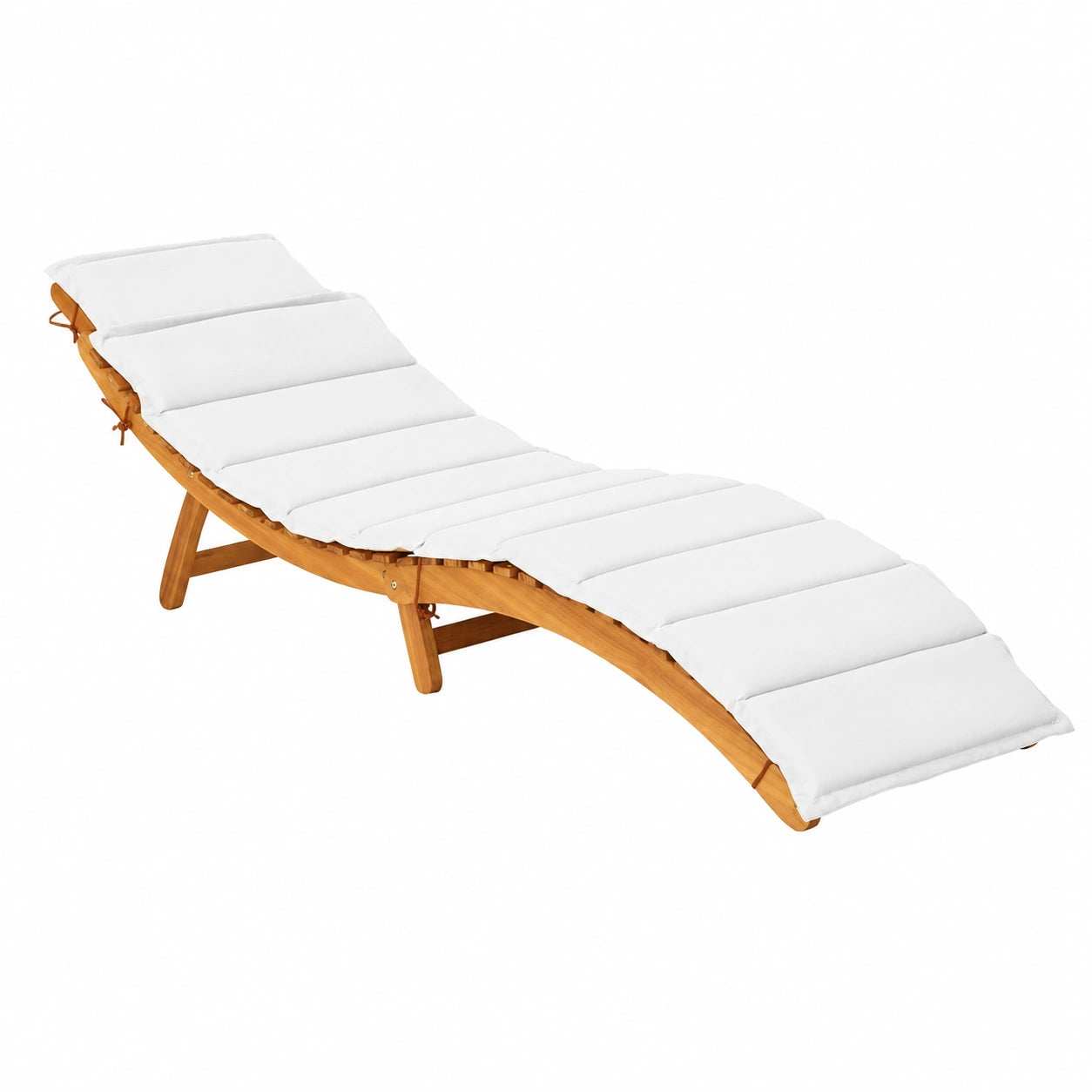 Sedia Sdraio Pieghevole in Legno con Cuscino per Esterno, 190x55x52 cm, Supporto 180 kg