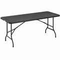 Tavolo da Giardino Pieghevole per 6 Persone in Acciaio e HDPE, 180x76x73 cm, Grigio