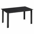 Tavolo da Giardino per 6 Persone in Alluminio e Vetro Temperato, 150x90 cm, Nero
