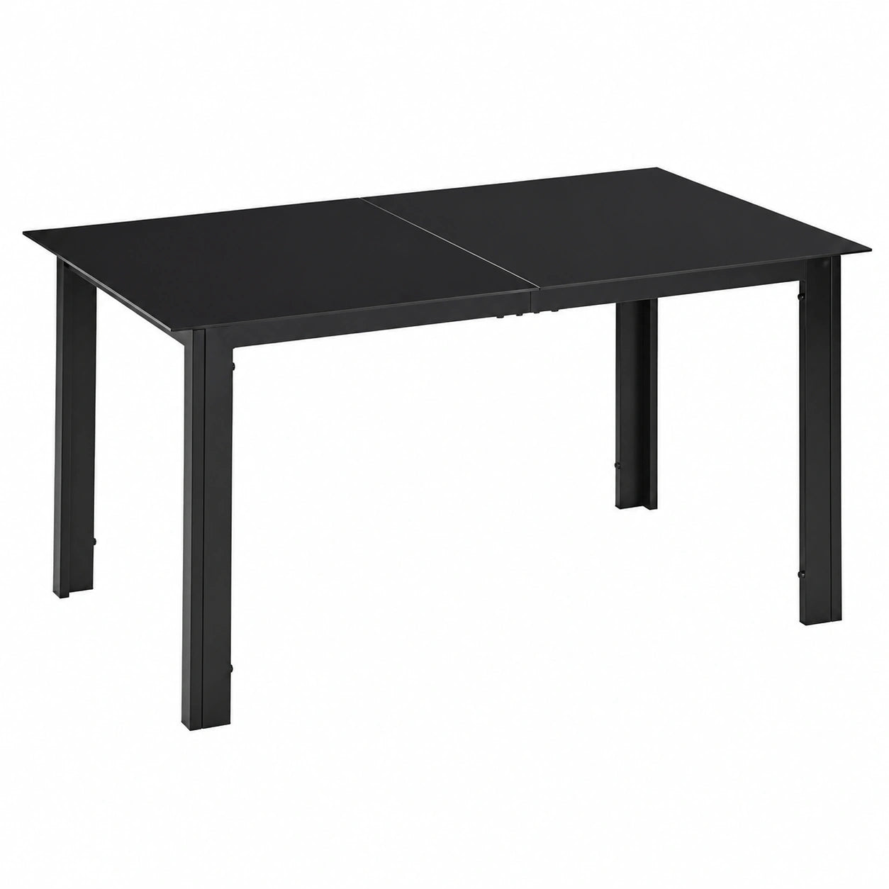 Tavolo da Giardino per 6 Persone in Alluminio e Vetro Temperato, 150x90 cm, Nero