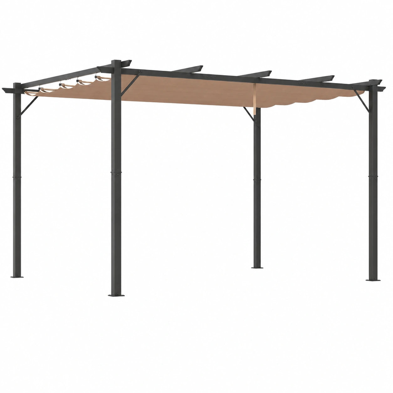 Gazebo da Giardino 3x4m con Copertura Regolabile e Struttura in Alluminio, Grigio e Marrone