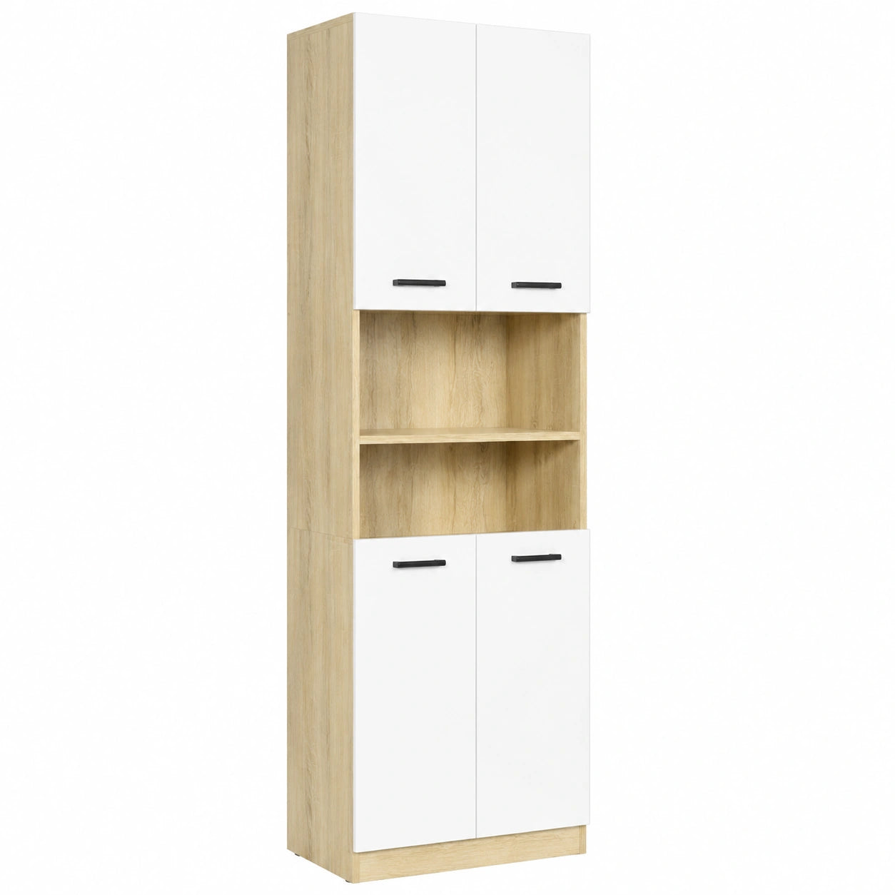 Mobile Bagno in Legno Bianco con Armadietti e Ripiani, Design Sicuro