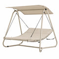 Estosa - Poltrona Sospesa Regan da Giardino, 2 Posti, Struttura in Acciaio con Imbottitura Morbida, 207x142x172 cm (Tortora)
