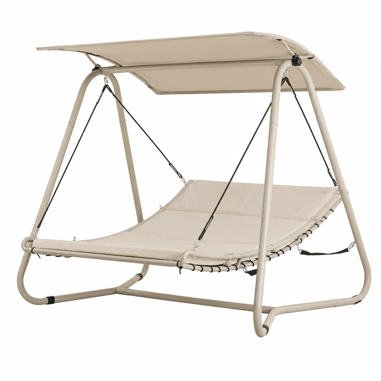 Estosa - Poltrona Sospesa Regan da Giardino, 2 Posti, Struttura in Acciaio con Imbottitura Morbida, 207x142x172 cm (Tortora)
