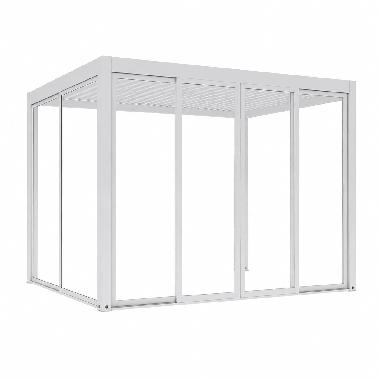 Pannello Scorrevole in Vetro per Pergola Bioclimatica, Bianco 370 x 238 x 10 cm