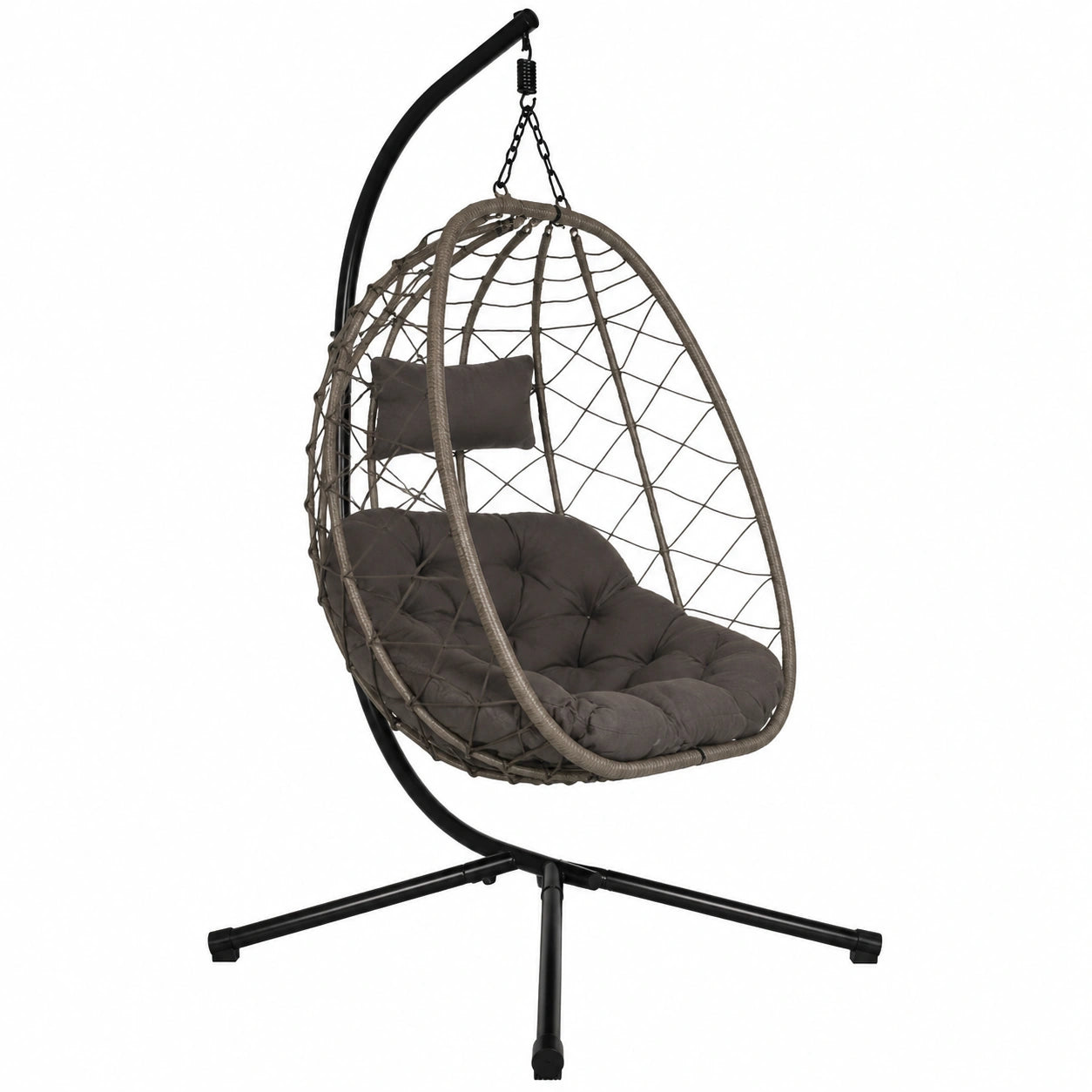 Poltrona Sospesa da Giardino con Cuscino - Nero/Grigio
