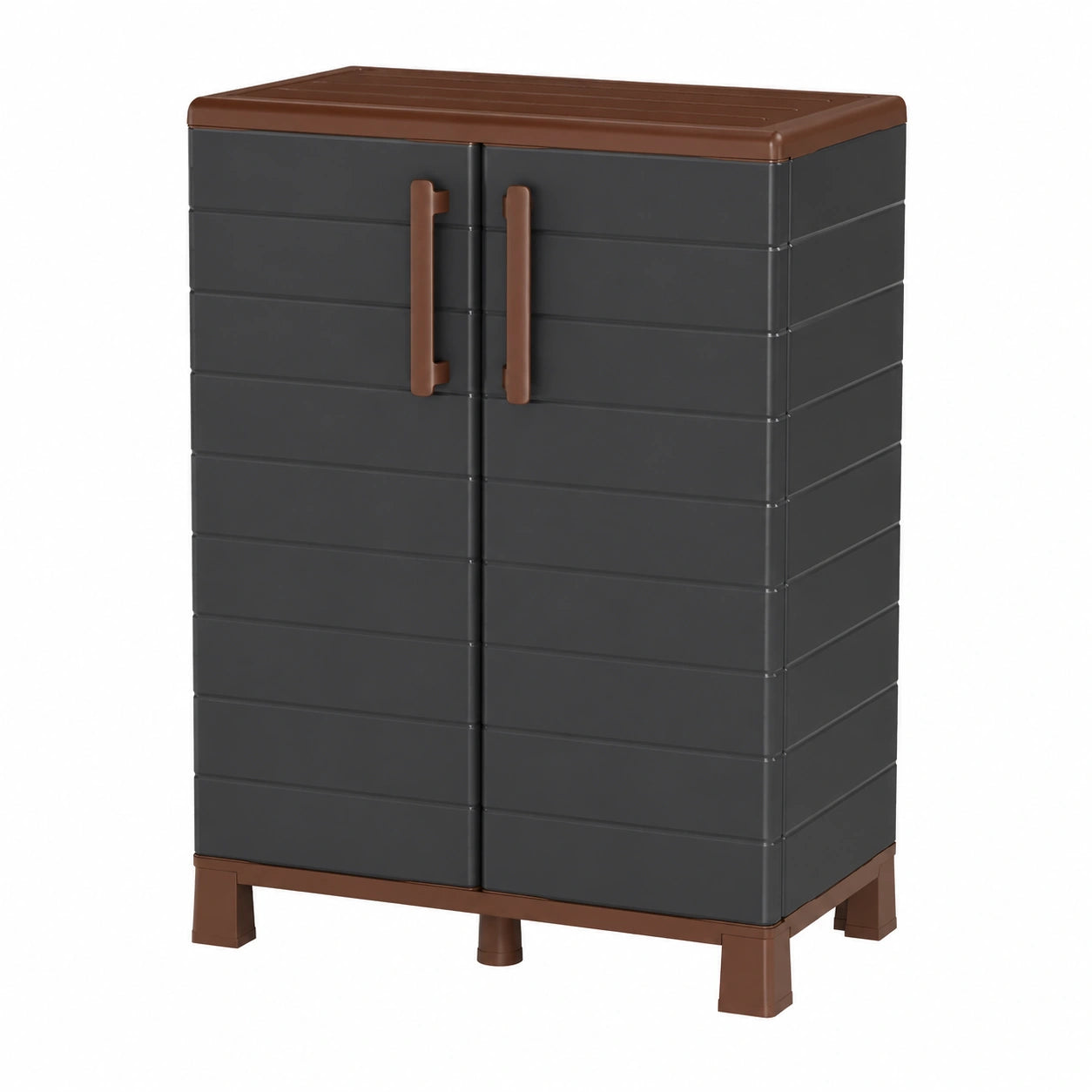 Armadio multiuso per esterni e interni, 2 ante, 2 ripiani, antracite, 68x37x90 cm