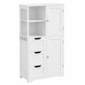 Armadio da Bagno Bianco con Cassetti e Ganci Portaoggetti 60x30x107 cm