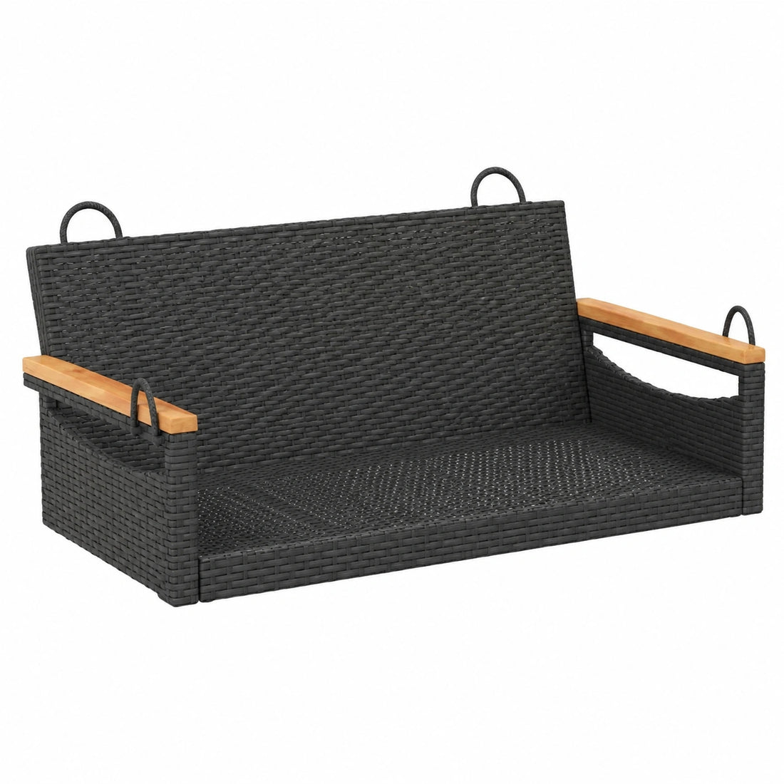 Altalena da Giardino in Polyrattan Nera 109x62x40 cm