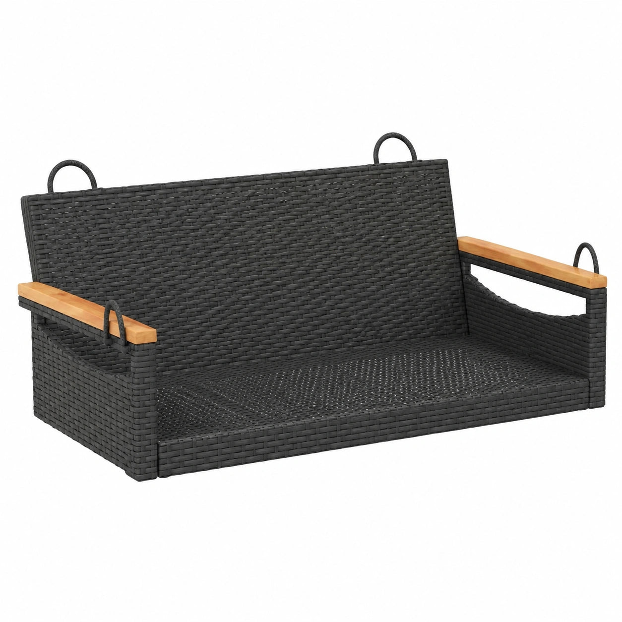 Altalena da Giardino in Polyrattan Nera 109x62x40 cm